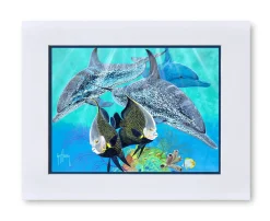"Spotted Porpoise with French Angels" Mini Print