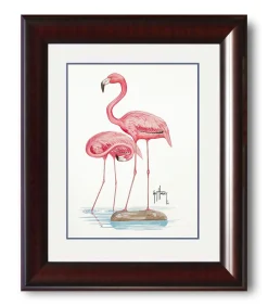 "Two Flamingos" Mini Print